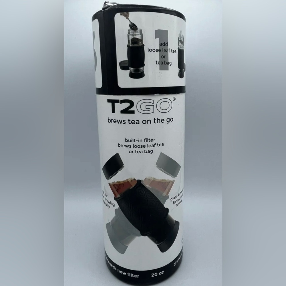 ARTLAND T2GO 20 oz Glass Tumbler Built In Filter Black NEW in Box